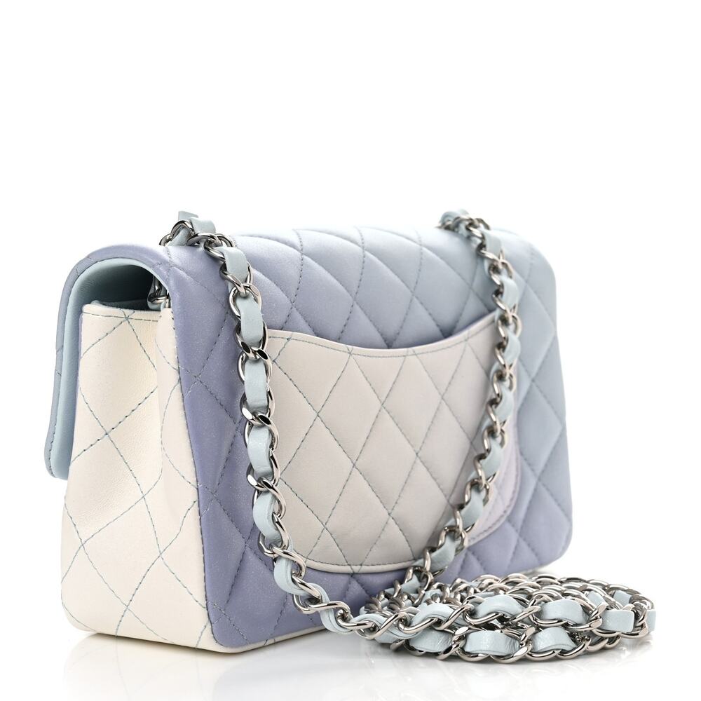 CHANEL Metallic Ombre Quilted Lambskin Mini Rectangular Flap Bag Silver HW - Picture 5 of 10